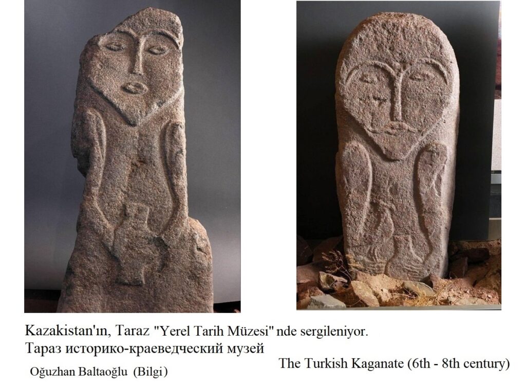 Göktürk kadın ve erkek balbal. Göktürk tipi balbal. Kadın balbal. Batı Göktürk. Kazakistan. Taraz. Jambul, Jambıl. Yerel Tarih Müzesi. Göktürkler. Kök Türük. Türkistan.